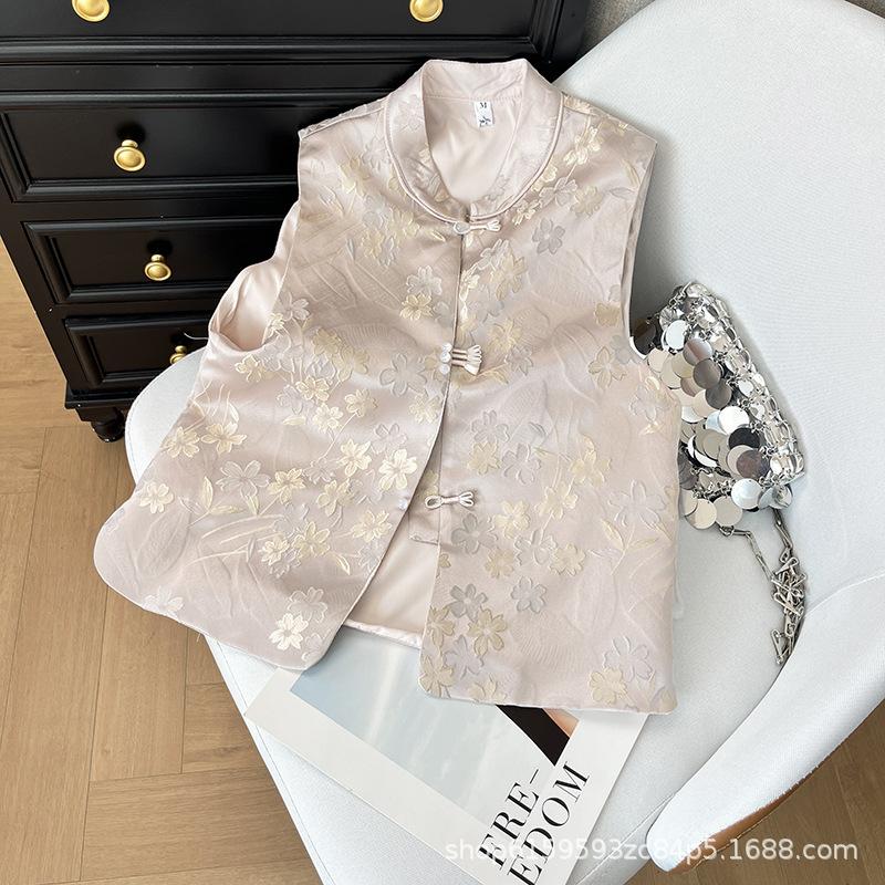 2025 Morning Brocade New Top Vest Women's Chinese Button Fashion Vest China