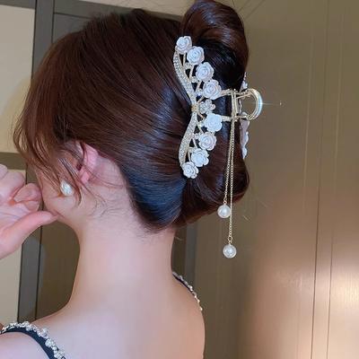 Lehký luxusní drahokamu zvonek Orchidej střapec Spona do vlasů Květiny Růže Butterfly Claw Claw Spona Shark Hair Claw Barrette Vlasové doplňky