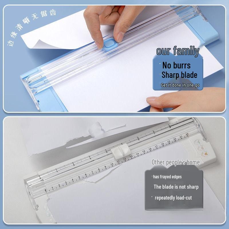 Portable Guillotine Paper Cutter with Round Corner Utility Knife for Students and Office Use