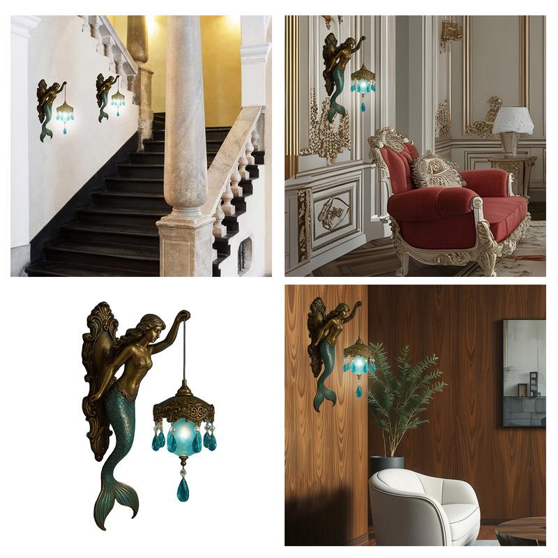 Wall Lamp Retro Base Design Night Light Statue Wall Lamp Ocean Themed Artwork Suitable For Bedroom Hotel Easter Eggs Decorations