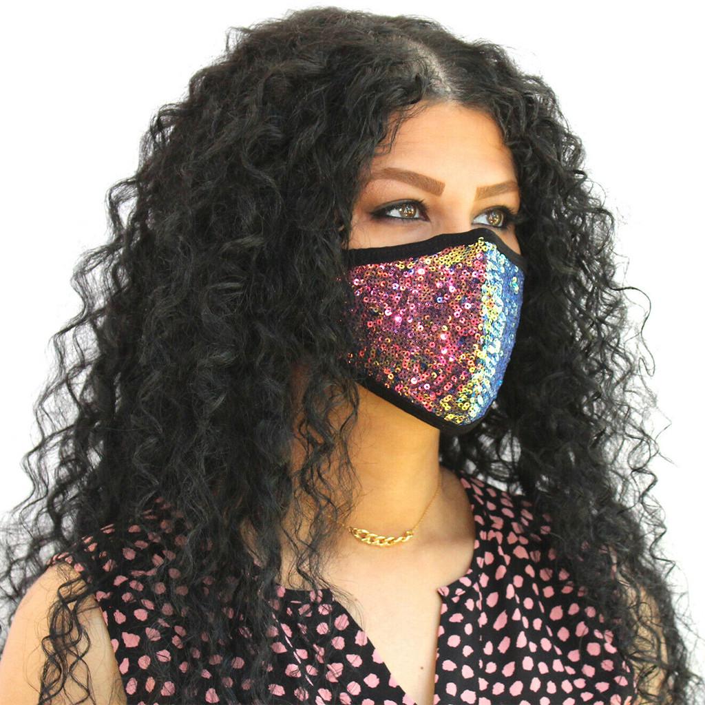 Women Sequins Cotton Mask Washable Breathable Mask Festival Mask