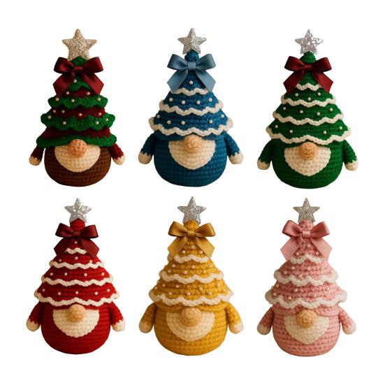DIY Crochet Christmas Tree Gnome Kit Beginner-Friendly Handmade Xmas Tree Gnome Craft Kit Knitting Holiday Decoration