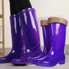 No lining rain shoes non-slip comfortable fashion waterproof shoes women's summer velvet medium and high water boots wear-resistant rain boots