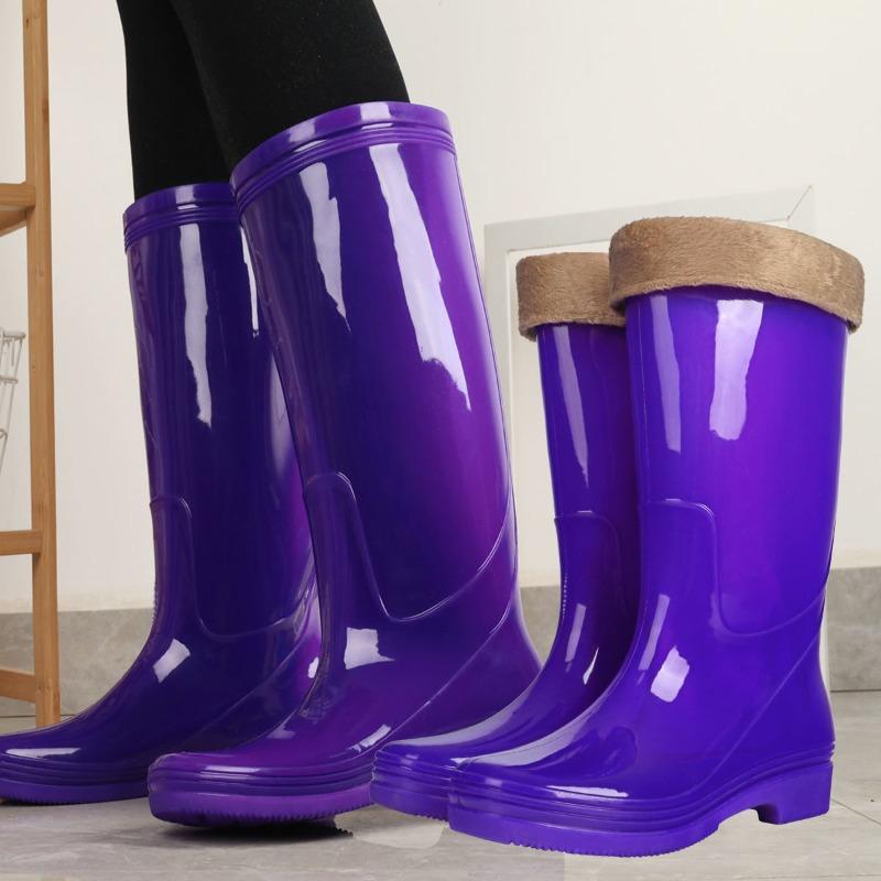 No lining rain shoes non-slip comfortable fashion waterproof shoes women's summer velvet medium and high water boots wear-resistant rain boots