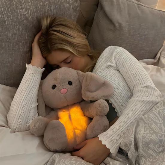 Bebek Nefes Alan Tavşan Peluş Oyuncak Sakinleştirici Müzikli Hafif Müzikli Tavşan Peluş Doldurulmuş Hayvan Sakinleştirici Bebek Emzik Yenidoğan Bebek Erkek Kız Hediye