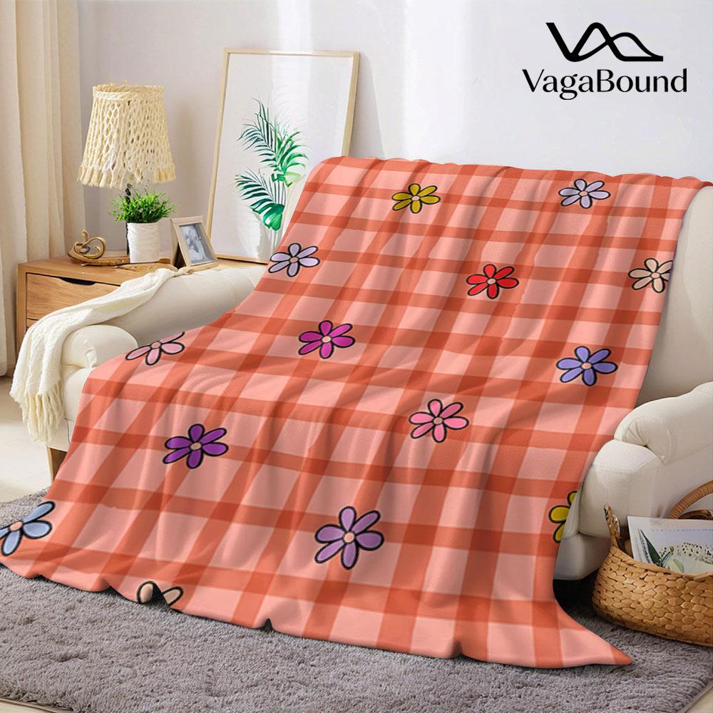 Plaid Floral Flannel Blanket Warm Soft Halloween Christmas Couch Warm Cozy Decorative Decor Gift for All Season