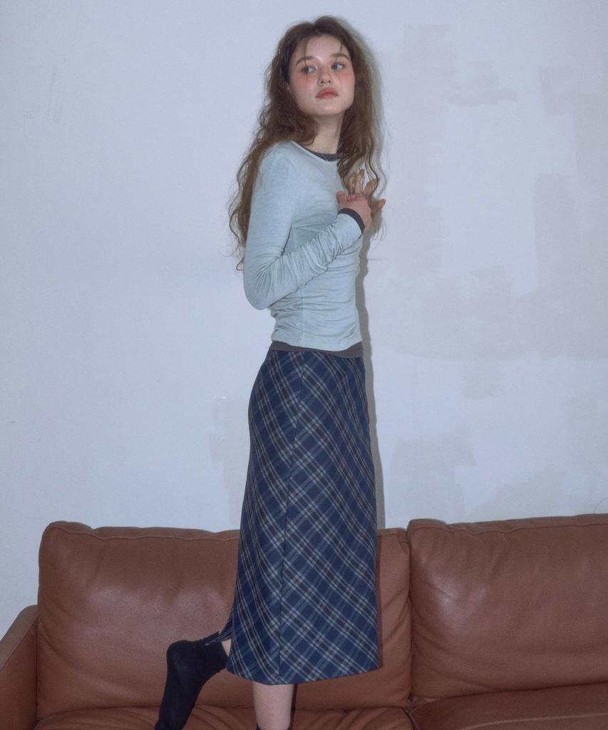 Melion Edna Check Long Skirt