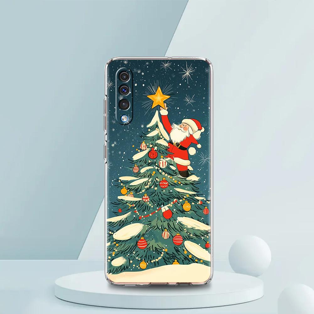 Transparent Phone Case for Samsung Galaxy A16 A14 A12 A22 A24 A42 A06 A30 A40 Soft TPU Cover Christmas Christmas Tree Pattern