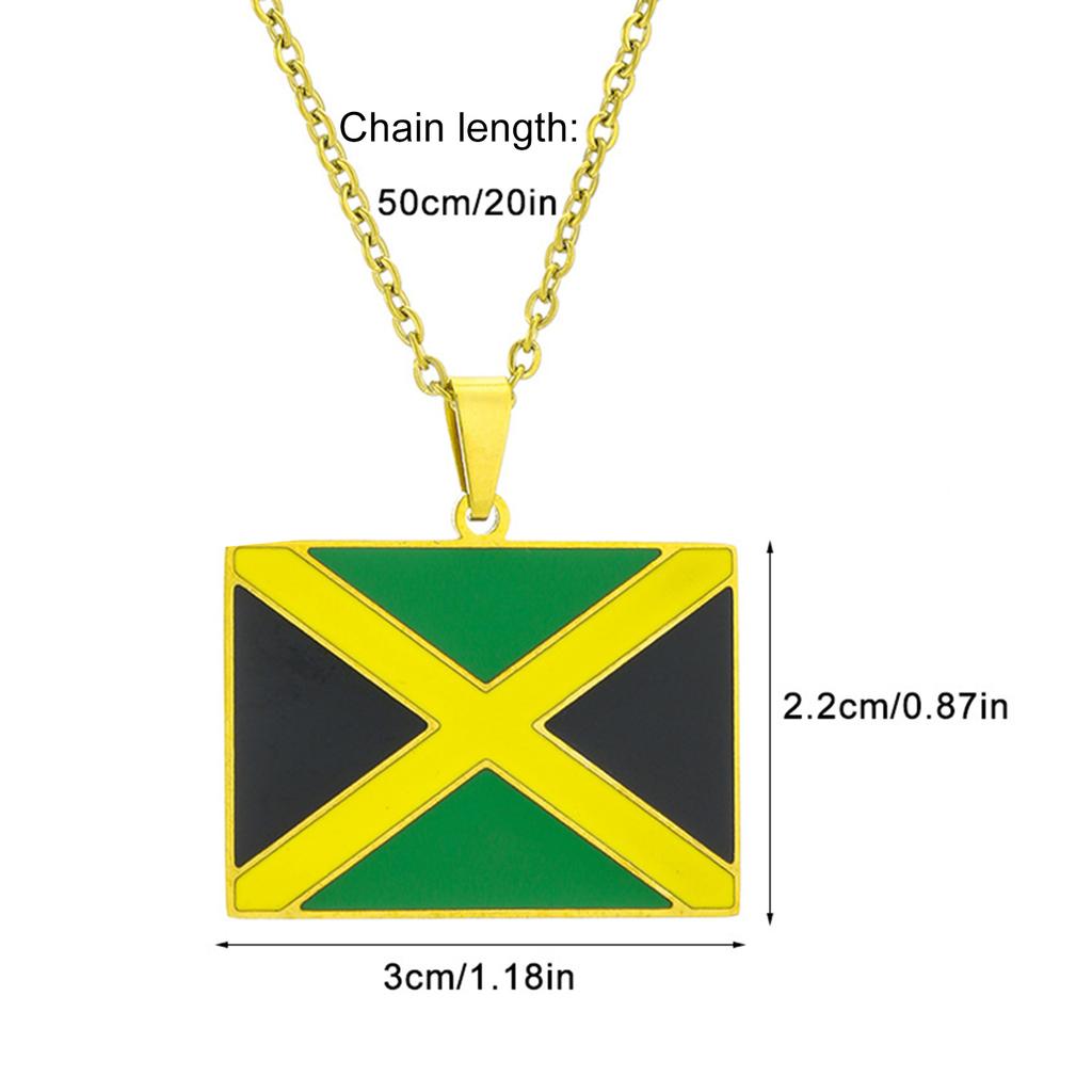 Stainless Steel Jamaica Flag Pendant Necklace Stylish Jamaica Map Necklace Neck Jewelry for Women and Men National