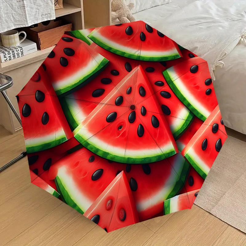 1pc Watermelon Slices Automatic Folding Umbrella, Heavy-Duty 8-Rib Construction, Perfect for Everyday yy251114103