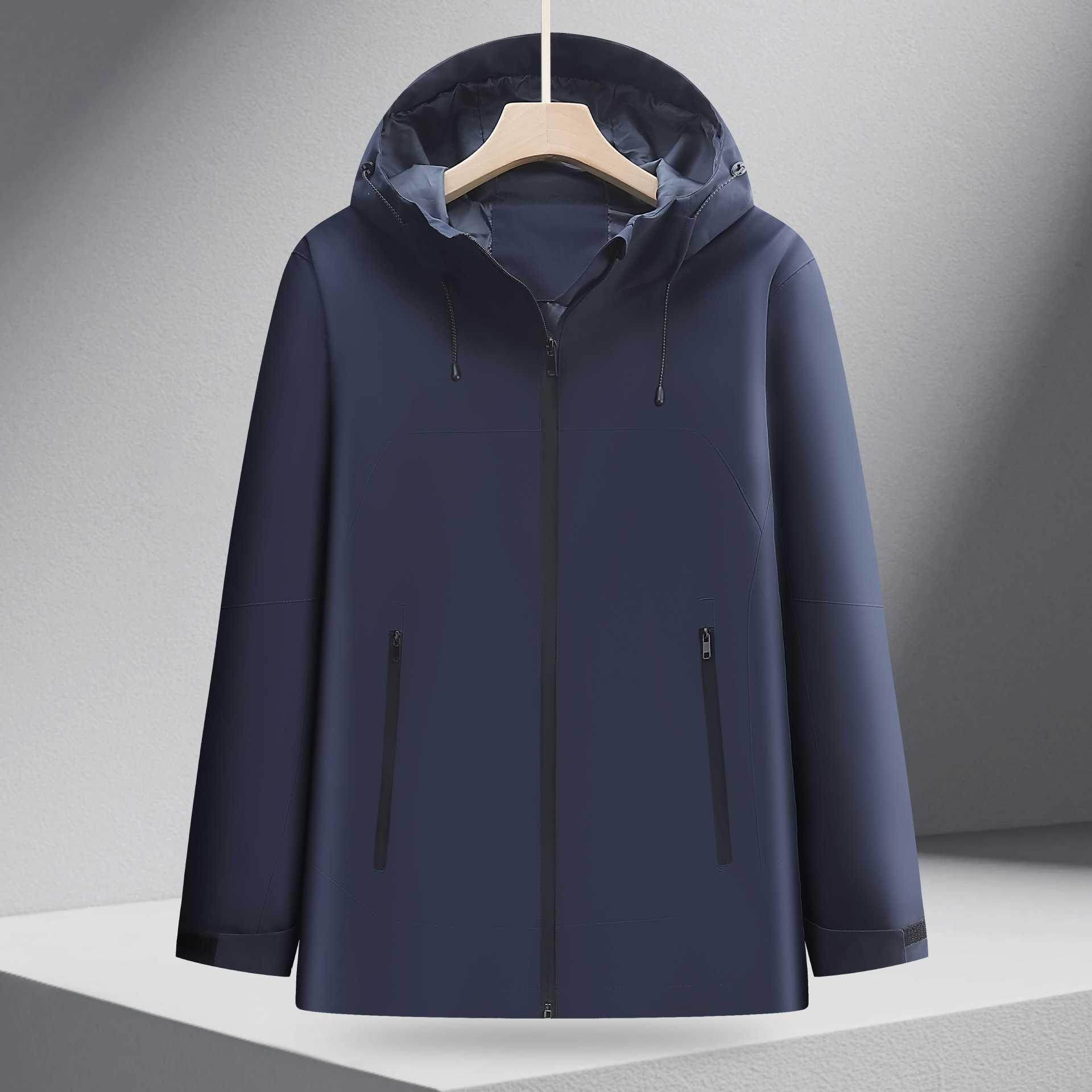Hooded Antistatic Lining Waterproof Windproof Stain-Resistant All-Season Jacket 2566 3XL