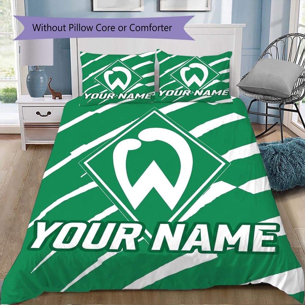 Custom Name SV Werder Bremen Pattern Bedding uilt Set uilt Cover Pillowcase Home Decoration Birthday Gift (1*duvet cover+2*pillowcase without core)