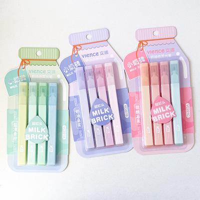 Office School Supplies Small Milk Brick Cream Highlighter Fresh Super Soft Head Student Hand Accounting Key Marker Kawai Lovely