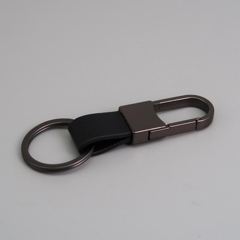 Metal and Genuine Leather Car Keychain with Customizable Laser-Engraved Logo