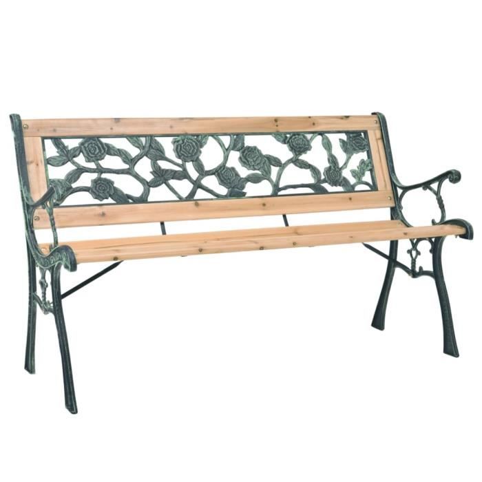 Banc de jardin à motif rose - Bois - 122 x 51 x 73 cm