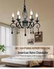 French Retro Black Wrought Iron Crystal Chandelier for Living Room, Dining Room, or Bedroom