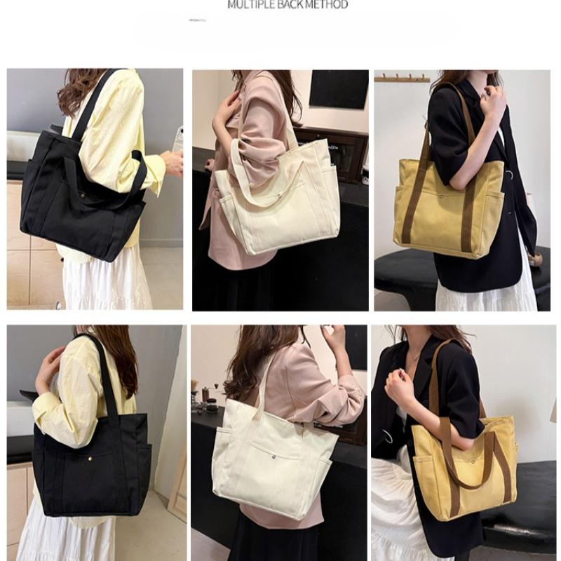 Canvas Bag, Women's Handbag, Shoulder Bag, Versatile Tote Bag, Commuting Large Capacity, Tutoring Bag, Multiple Pockets