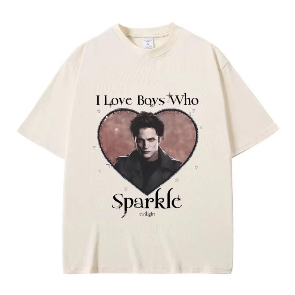 Movie Twilight I Love Boys Who Sparkle Robert Pattinson Graphic T Shirt Edward Cullen Tshirt Men Women Aesthetic S