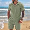 Men's Summer American Style Linen Two-Piece Suit: Breathable, Loose Casual Polo Shirt Set