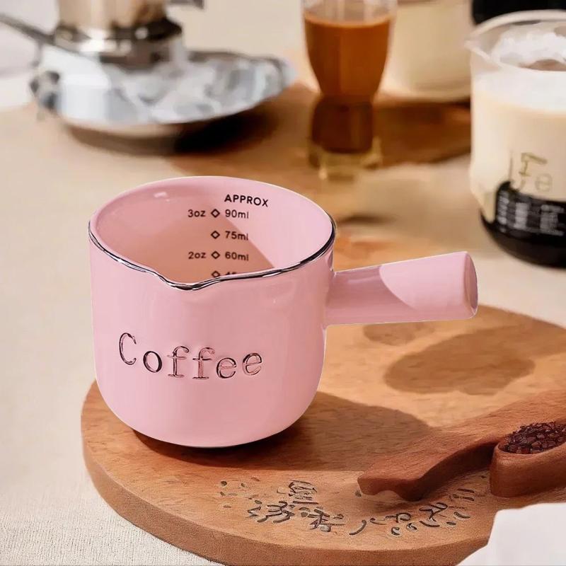 Ceramic Espresso Coffee Measuring Cup With Scale Extraction Cup Milk Cup Milk Pitcher With Handle Latte Mixer Scale Measure Mugs