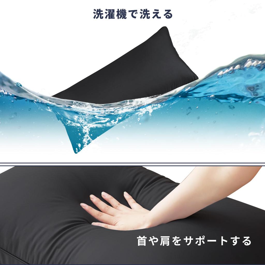 No Neck Popular Made In Luxury Hotel High Resilience Suitable for Sideways Fully 3D Body Pressure Elasticity 90cm X Width 43cm X Height Black Cover
