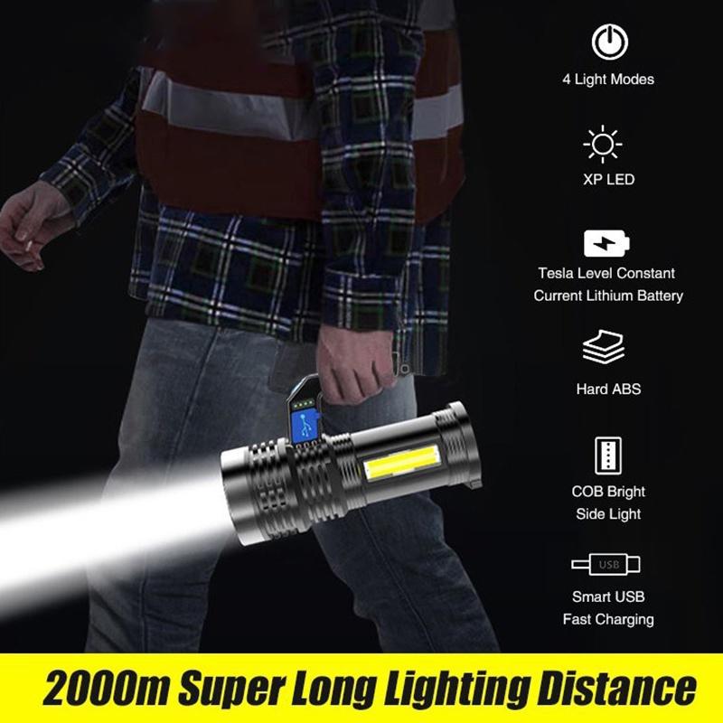 1km Long Distance Rechargeable Flashlight High Power Led Portable Lanterns Waterproof And Fall Proof Outdoor emergency Lighting
