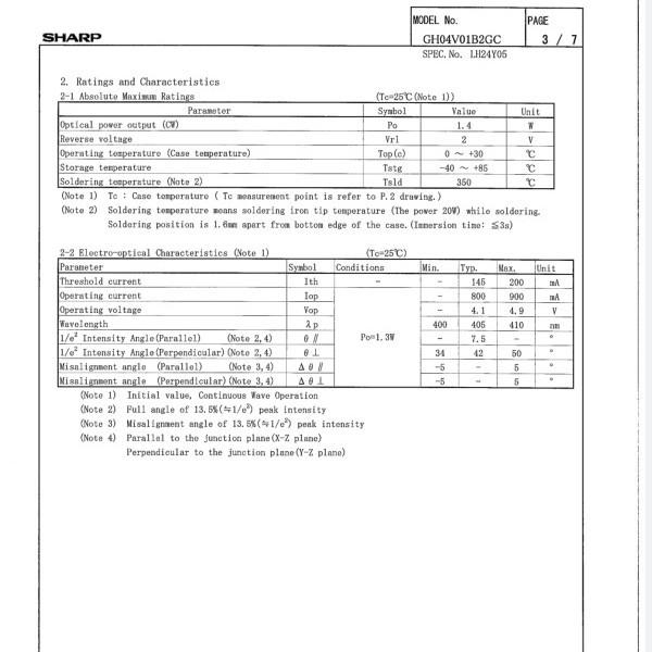 405nm 1.4W Blue Laser Diode GH04V01B2GC - In Stock