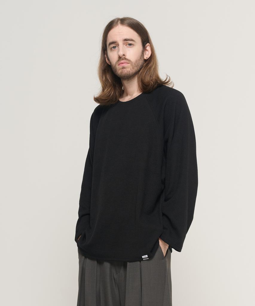 CARGOBROS Soft Raglan Layered Long Sleeve Knit (Black)
