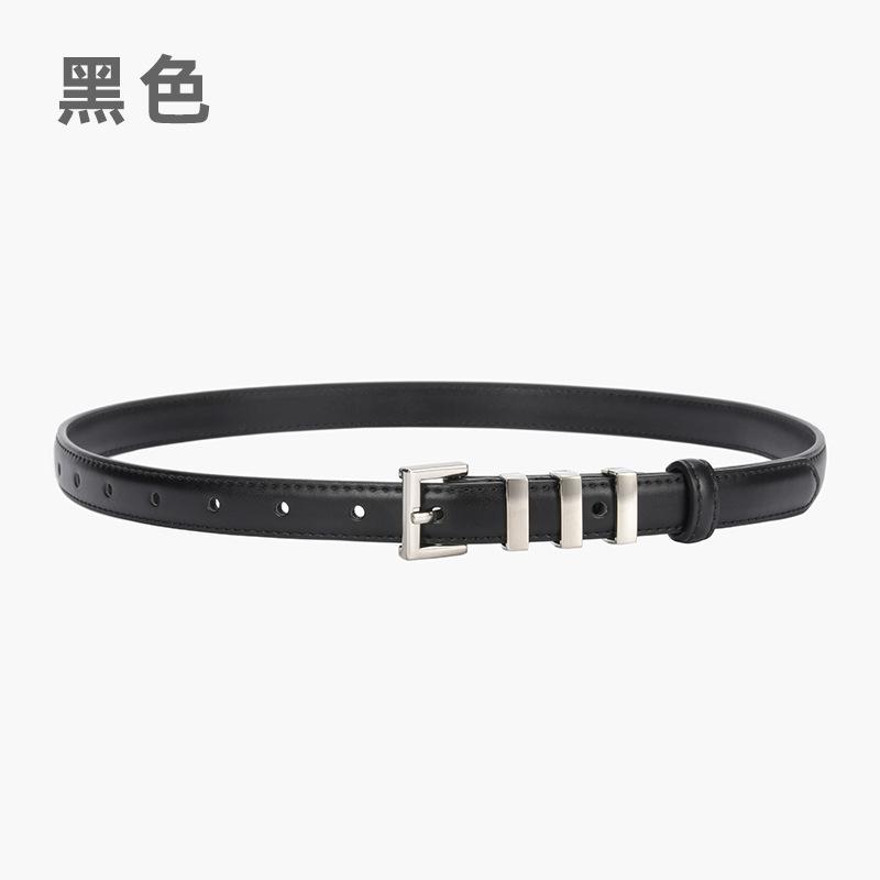 Leather Thin Belt Women'S Decorative Dress Skirt Shirt Trousers Waist Waist Waist Belt Silver Buckle