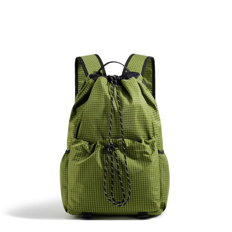 Large Capacity Plaid Drawstring Backpack: Lightweight, Versatile for Outdoor Sports & Travel