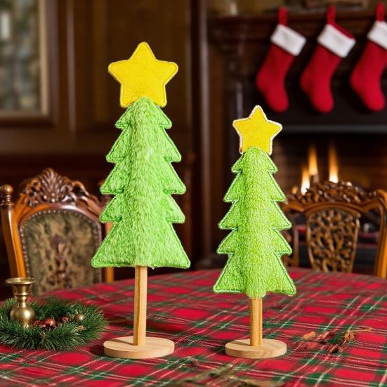 25/32CM Mini Christmas Tree Ornament Fake Rabbit Fur Felt Xmas Tree Table Sign Home Office Holiday Party Desktop Decoration Ornament