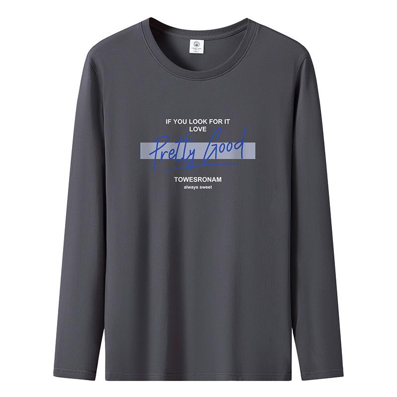 Całkiem Dobry Wzór Męski T-shirt z Długim Rękawem Czysta Bawełna Męski Casualowy Pulower S-5XL