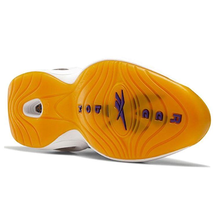 Reebok Question Mid Yellow Toe Lakers Championship Sneakers Unisex Basketball Shoes White FX4278(S-BOX)