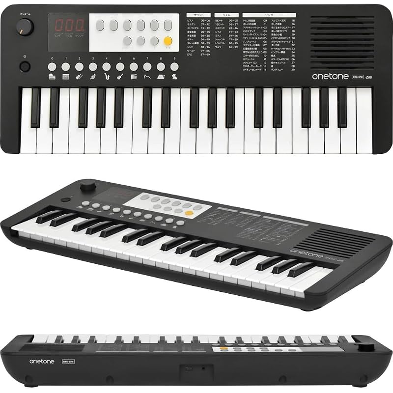 ONETONE OneTone Electronic Keyboard, Mini 37 Keys, LED Display, USB-MIDI Compatible, Japanese Labeling, OTK-37M/BK (USB Cable Included)