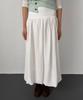 Chix Nylon Linen Voluminous Shirred Balloon Long Skirt White