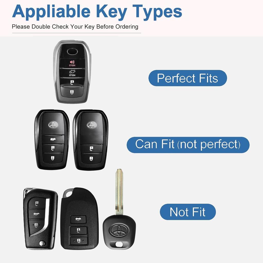 YO&YOYE Compatible with Toyota Key Fob Cover with Keychain Leather Key Case Protector for Avalon Camry Corolla RAV4 Sequoia Highlander Smart Key