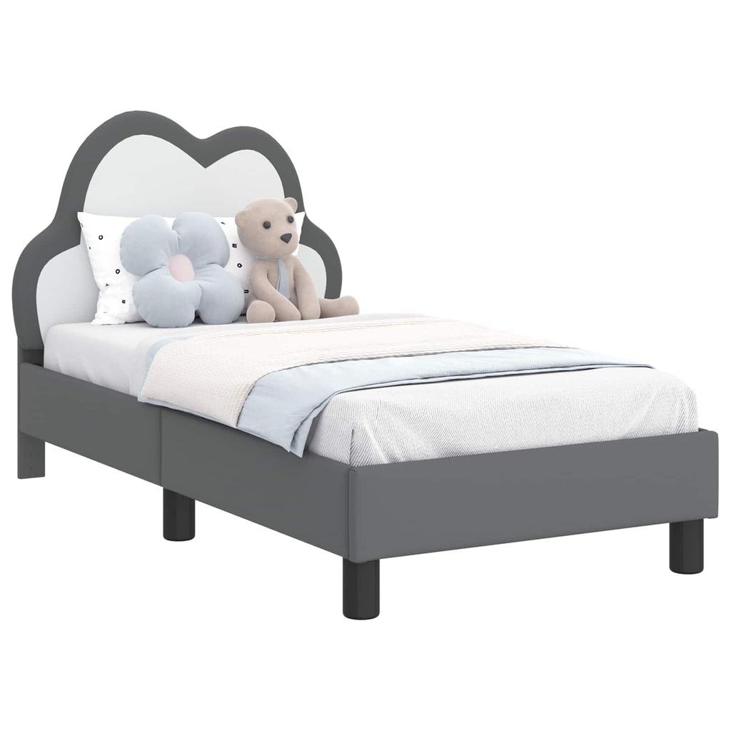 Kids Bed Frame with Headboard Light Grey 70 X 140 Cm PU
