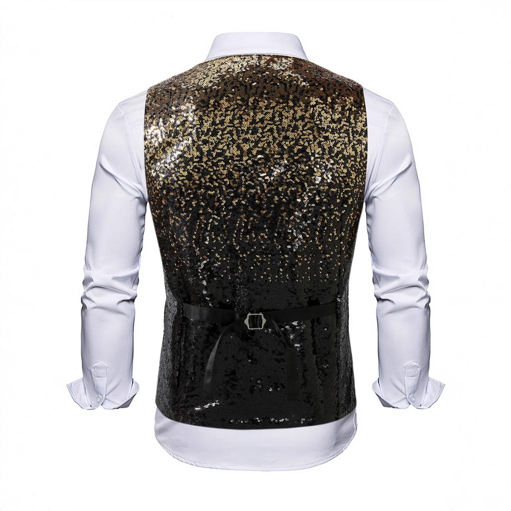 Gradually Change Color Sequins Men'S Suit Vest Bartender Gig Vest