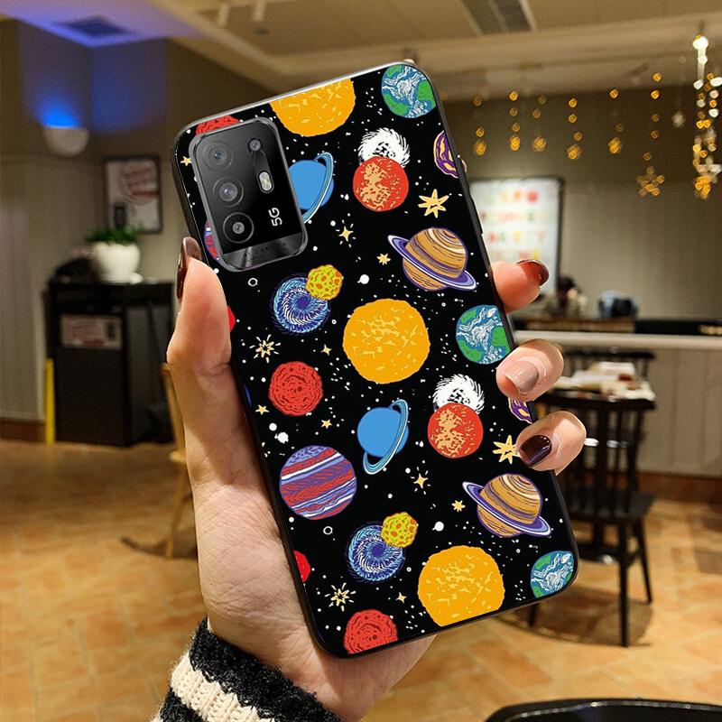 Moon Stars Space Astronaut Phone Case for OPPO A54 A74 A94 A53S A9 A5 A15 A16 A91 A96 A76 Reno8 8Pro Reno2 Z