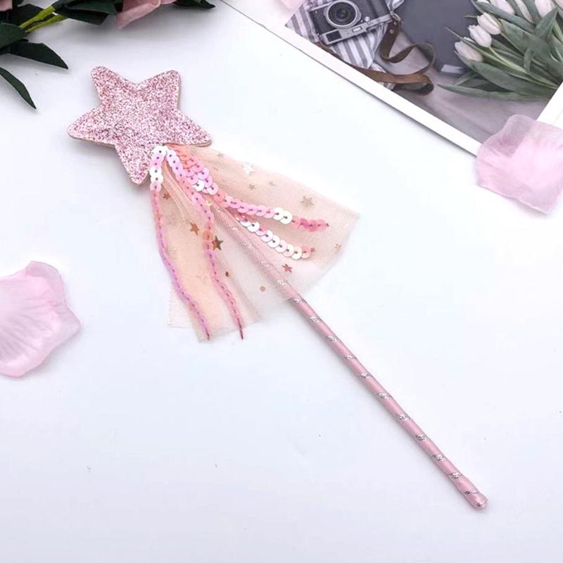 4x/set Nice Princess Wand Girls Star Wand Toy Dress-up Cosplay Prop Costume Supplies Birthday Party Favor Gifts for Kids