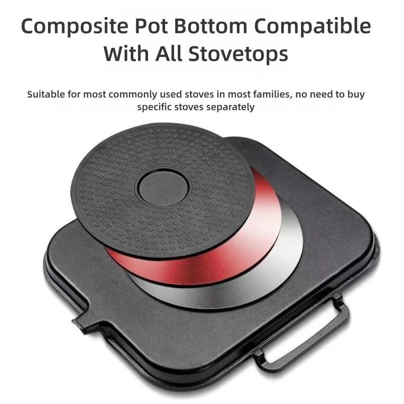 Korean Barbecue Grill Pan Indoor Outdoor Smokeless Cast Aluminum Cooking Skillet Nonstick Plate with Pour, for Gas and Induction