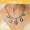 Vintage Religious Heart Pendant Necklace With Zinc Alloy Chain For Women