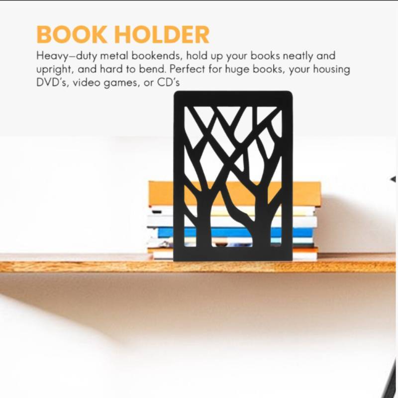 Metal Hollow Tree Bookend Lshaped Iron Desk Organizer For Kids And Students