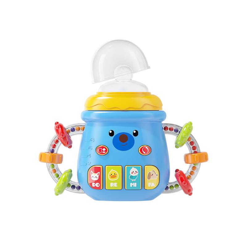 Baby Musical Pacifier Rattle Toys Early Educational Feeding Bottle Soft Teether Light Soothing Shaker Newborn