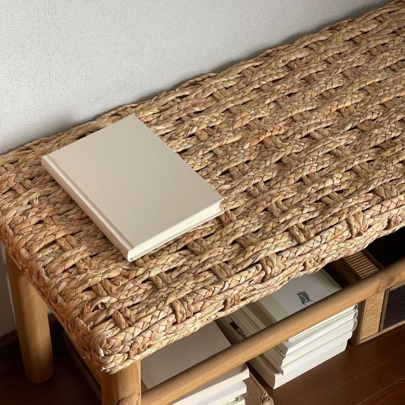 Solid Wood Stools Nordic Living Room Rattan Bench Entrance Hall Square Shoe Change Stool Modern Home Decoration Furniture