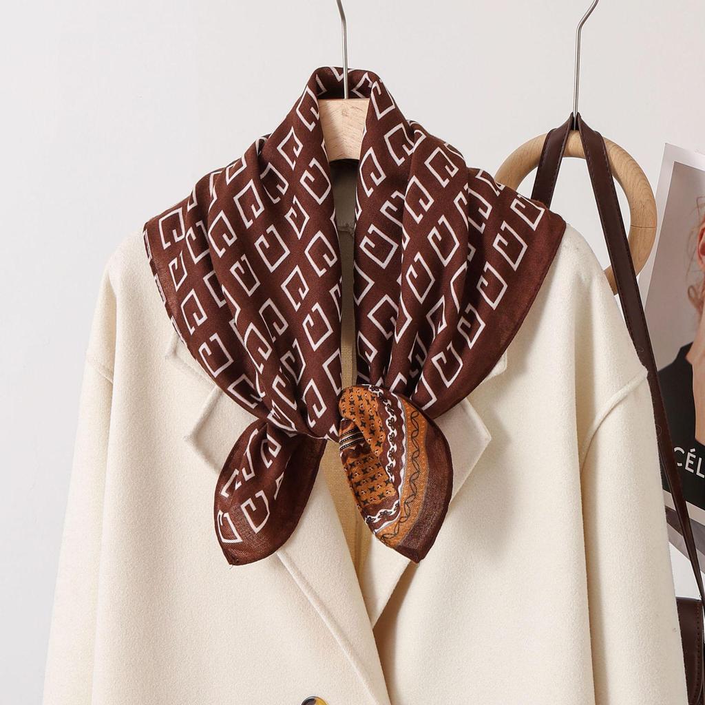 Paisley Patchwork Cotton & Linen Square Scarf for Women - Silk Neck Tie for Shirts, Suits & Waist - Spring/Summer Fashion Accessory