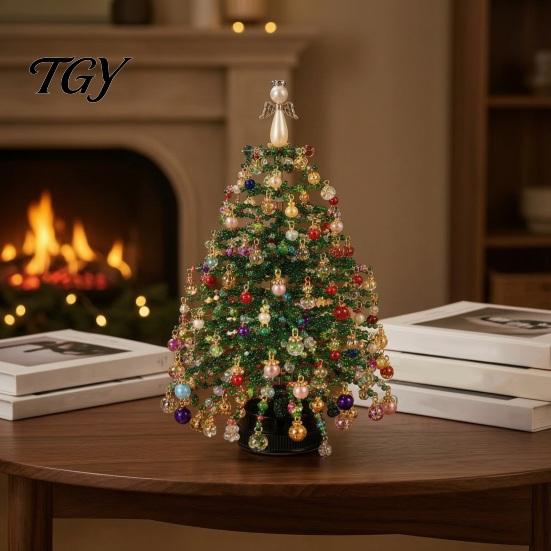 DIY Kerstboom Decoraties Kralenpakket, Handgemaakt met LED Verlichting, Feestelijke Knutselbenodigdheden Project, Kralen Knutselpakket voor Volwassenen, Feestelijk Huis