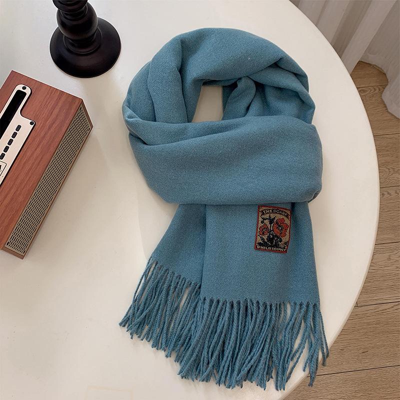Autumn and Winter Warm Scarf for Women Korean Versatile Single Color Shawl Soft Solid Color Anti Cold Scarf
