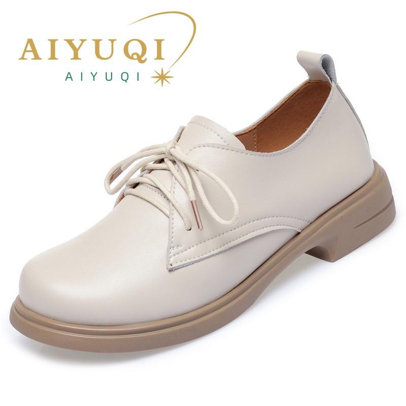 Naiste kingad Ehtsast nahast kevadise paksu kontsaga Briti stiilis naiste kingad Ümmarguse varbaga paeltega töökingad naistele