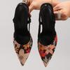 Elegant Print Design High Heels Women Fashion Pointed Toe Back Strap Stiletto Sandals Luxury Banquet Slingback Designer Shoes